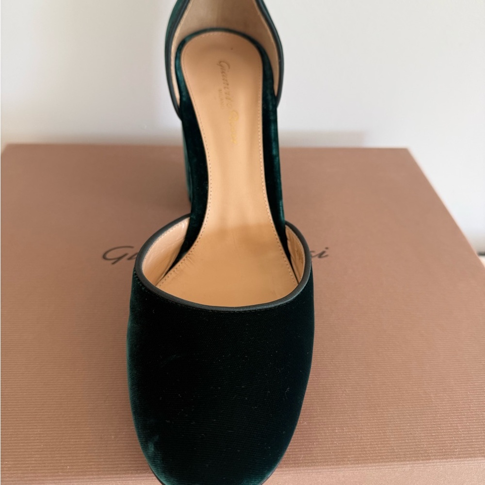 Gianvito Rossi Dark Green Velvet D'Orsay Mule